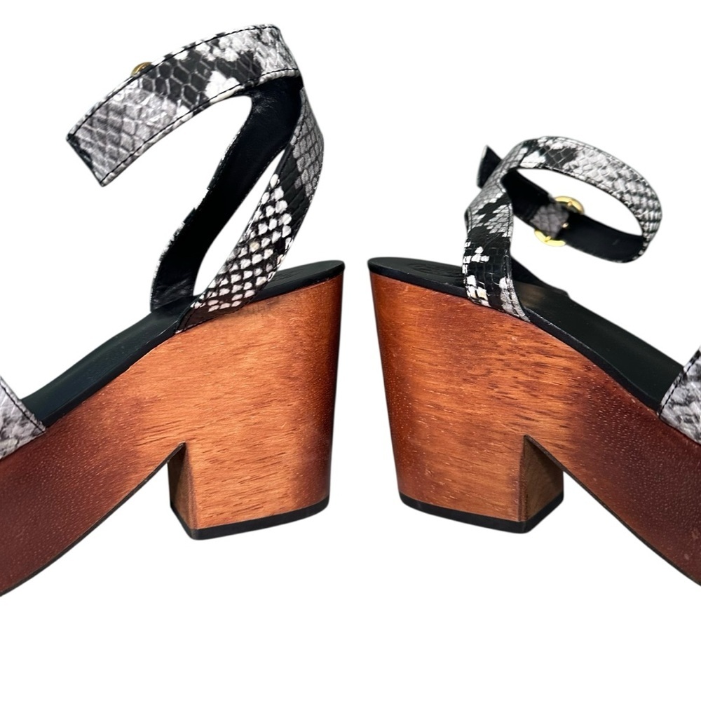 Tory Burch Camilla 100mm Snakeskin Embossed Wood Heel Platform Sandal Size 6.5 - Picture 8 of 15